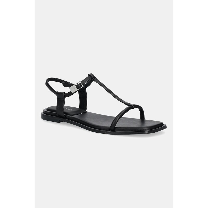 Kožené sandále Calvin Klein FLAT SANDAL SQUARED BUCKLE LTH 63581171
