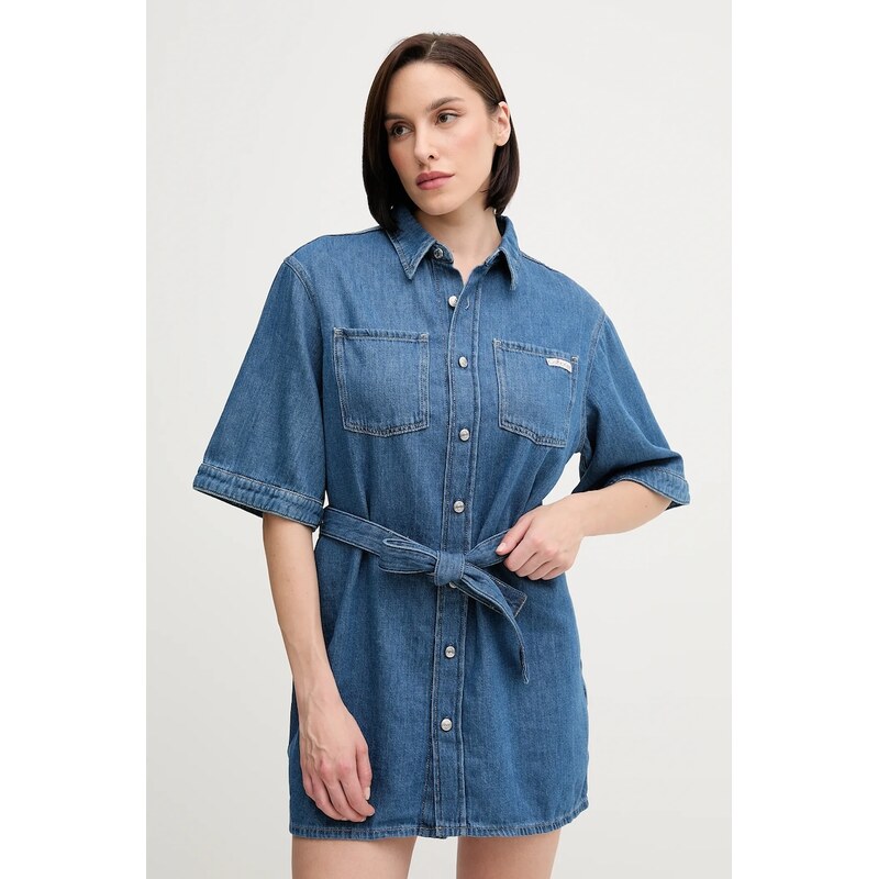 Šaty s prímesou ľanu Calvin Klein Jeans 63683484