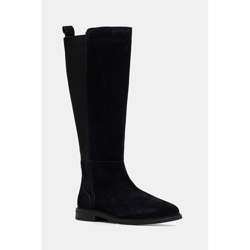 Semišové čižmy Tommy Hilfiger FLAG SUEDE LONG BOOT 65472019