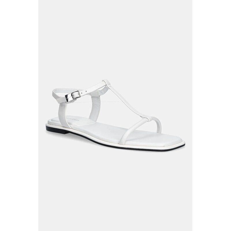 Kožené sandále Calvin Klein FLAT SANDAL SQUARED BUCKLE LTH 63565258