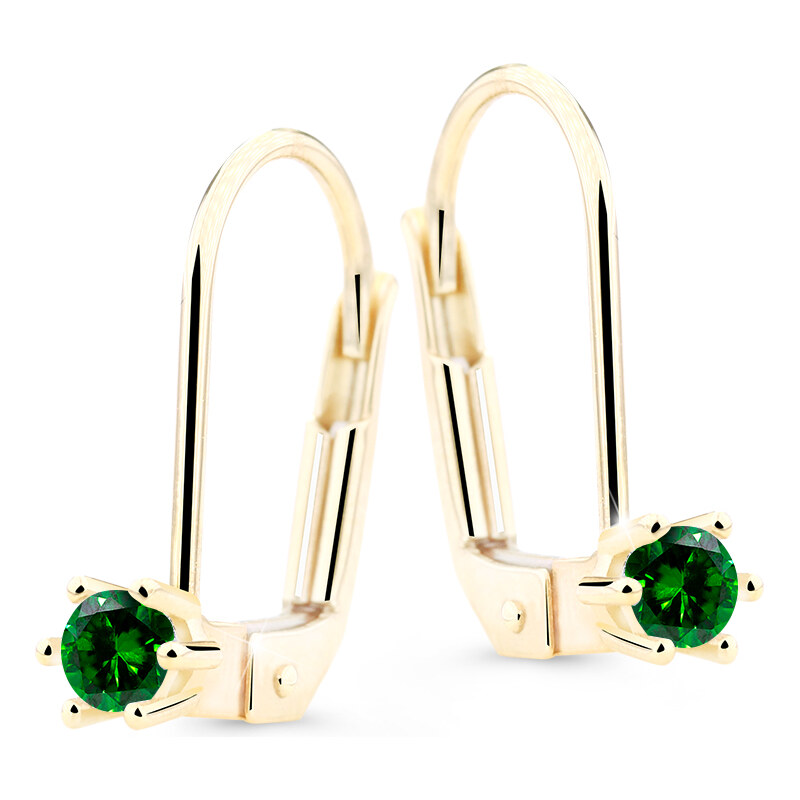 Cutie Diamonds Krásne visiace náušnice zo žltého zlata so smaragdmi 66580104
