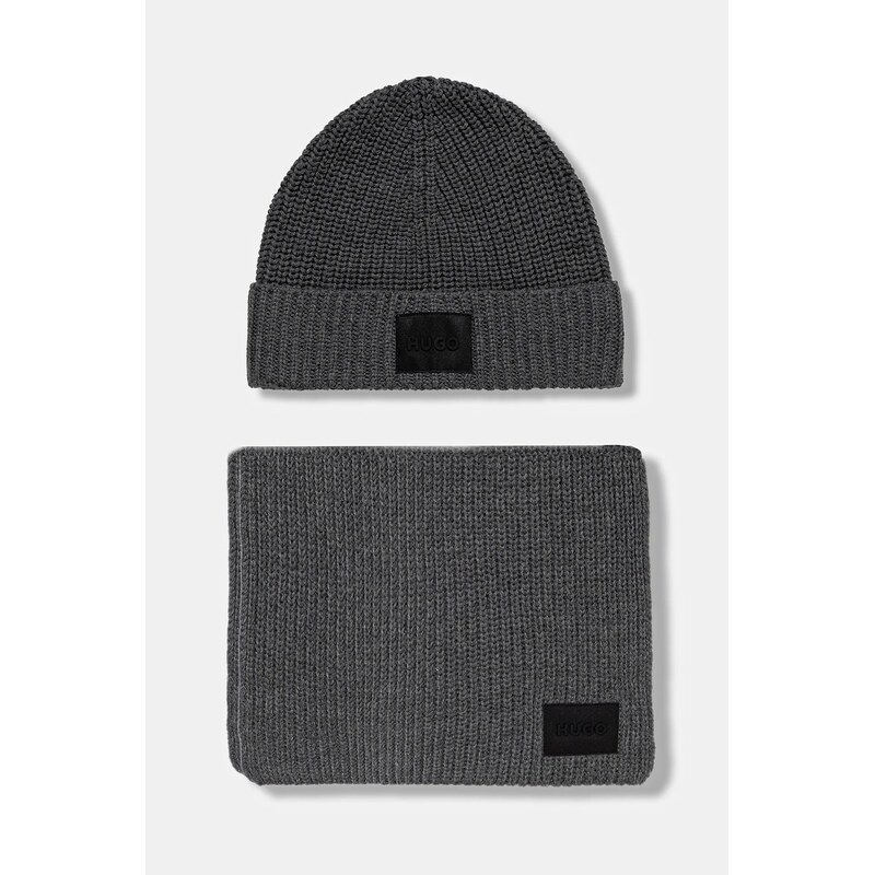 Čiapka a šál s prímesou vlny HUGO Zago Set 65411770
