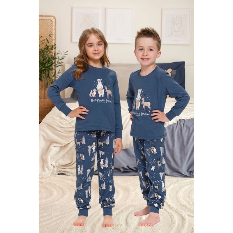 Doctor Nap Vianočné detské pyžamo Deep Blue tmavomodré-116, Farba 46697729