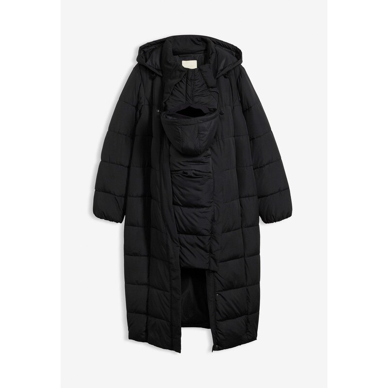 bonprix Prešívaný materský kabát 2v1/na nosenie detí, farba čierna 66048108