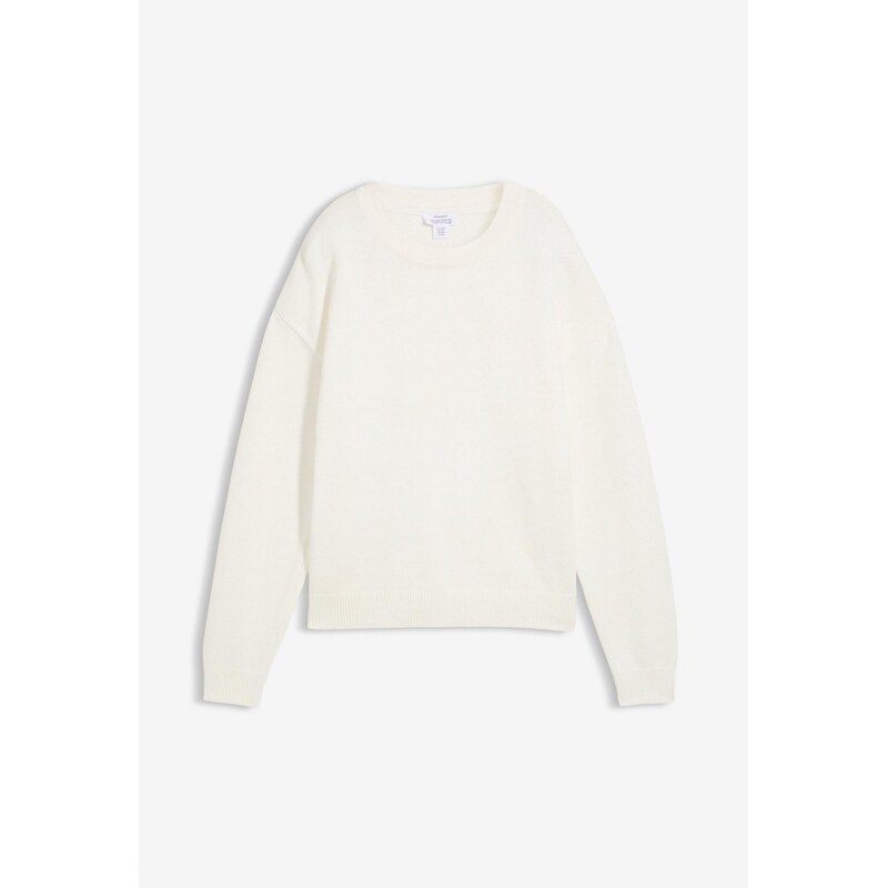 bonprix Pulóver, oversize z čistej bavlny, farba biela 66048112