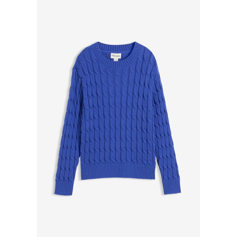 bonprix Pulóver s osmičkovým vzorom, farba modrá 66048119