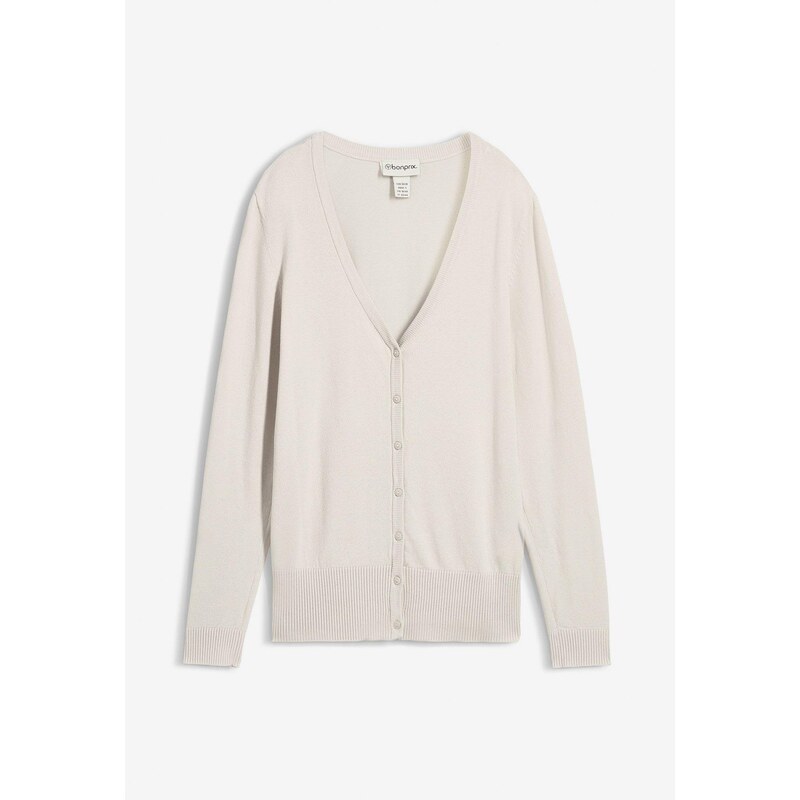 bonprix Pletený sveter na gombičky, farba šedá 66048238