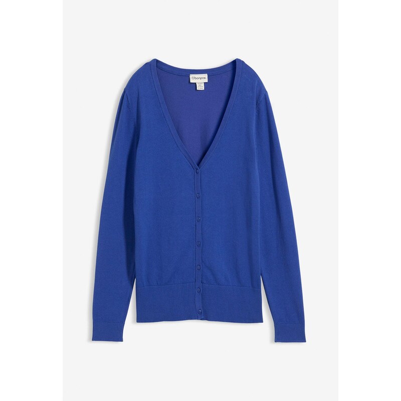 bonprix Pletený sveter na gombičky, farba modrá 66048237