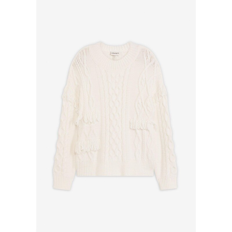 bonprix Pulóver so strapcami, farba biela 66048252