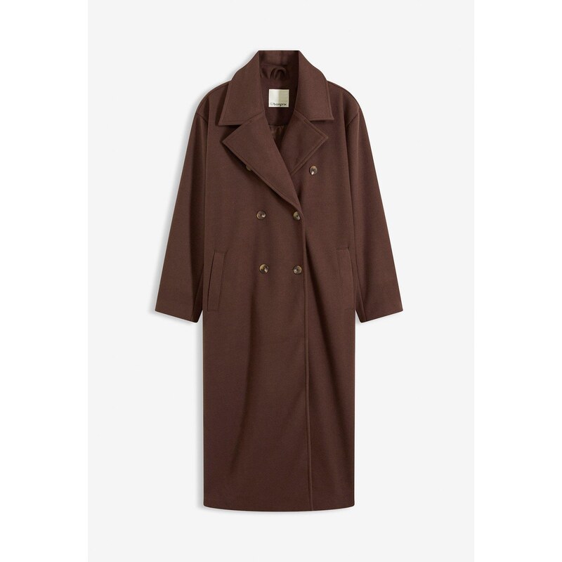 bonprix Kabát oversize, imitácia vlny, farba hnedá 66048290