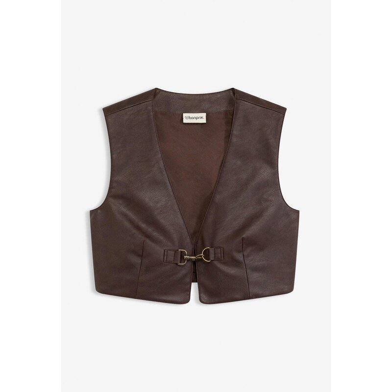 bonprix Koženková vesta, used-look, farba hnedá 66048287