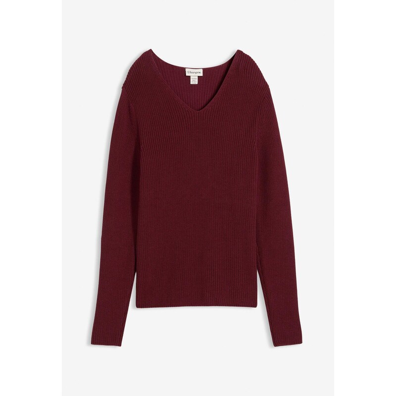 bonprix Jemne pletený pulóver z čistej bio bavlny, farba červená 66048322