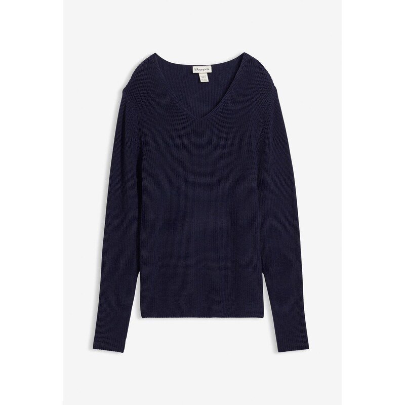bonprix Jemne pletený pulóver z čistej bio bavlny, farba modrá 66048323