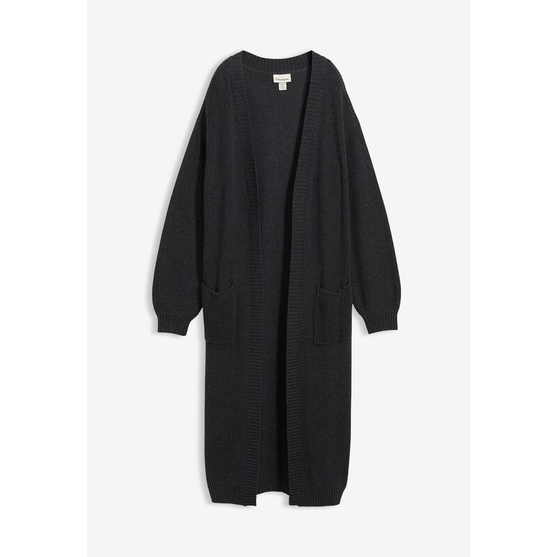 bonprix Dlhý pletený sveter, farba šedá 66048375