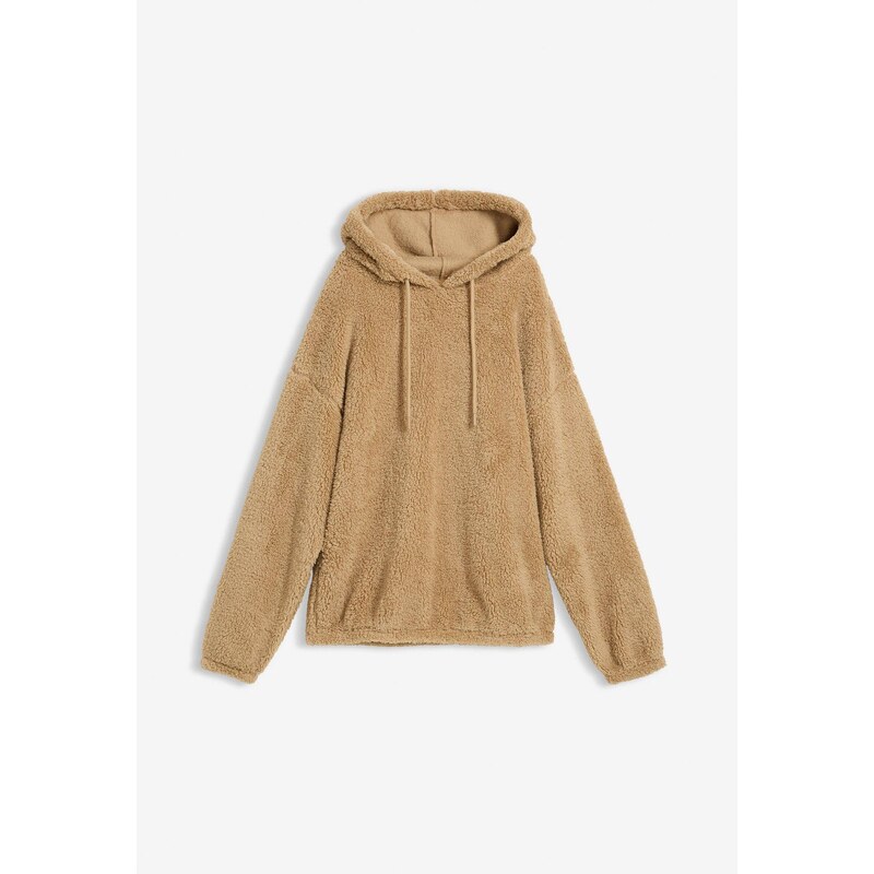 bonprix Flísové tričko s kožušinkou, farba béžová 66048401