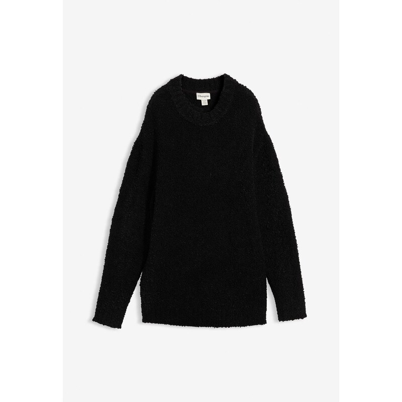 bonprix Pulóver oversize, z mäkkého vlákna, farba čierna 66048407