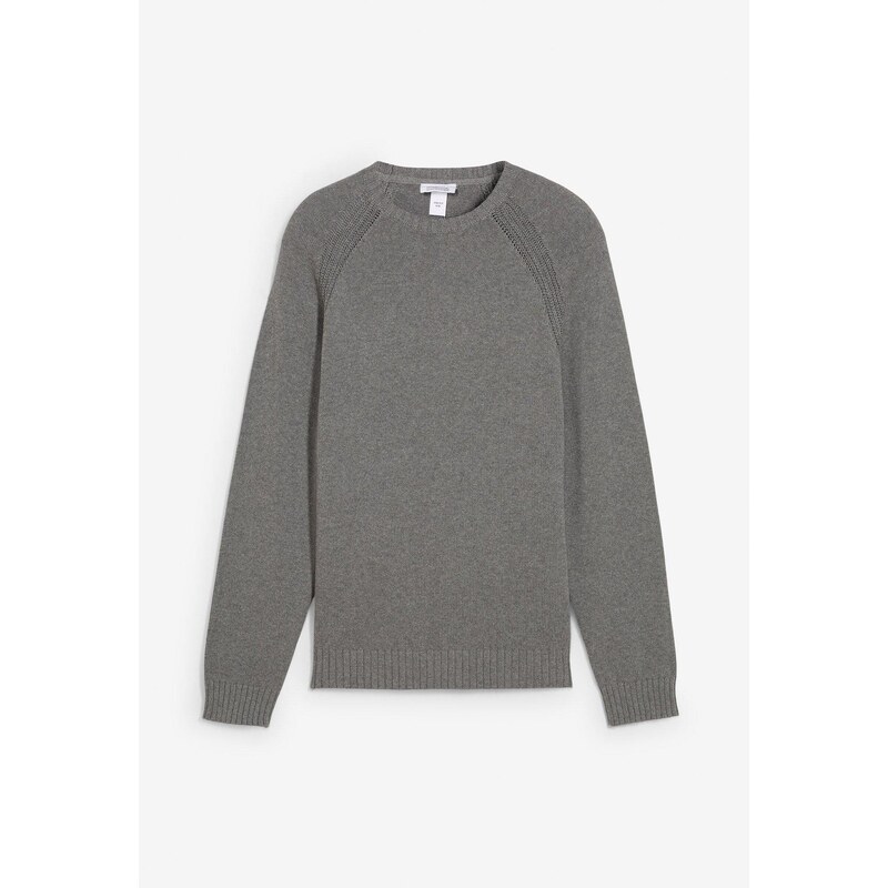 bonprix Pulóver, jemne pletený, z recyklovanej bavlny, farba šedá 66048417