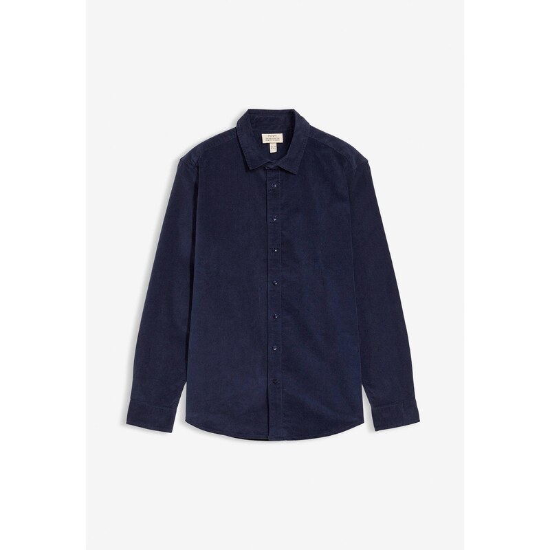 bonprix Mäkká kordová košeľa, strečová, z bio bavlny, farba modrá 66048444