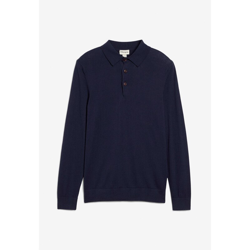 bonprix Jemne pletený polo pulóver s elegantnou merino vlnou, Slim Fit 66048449