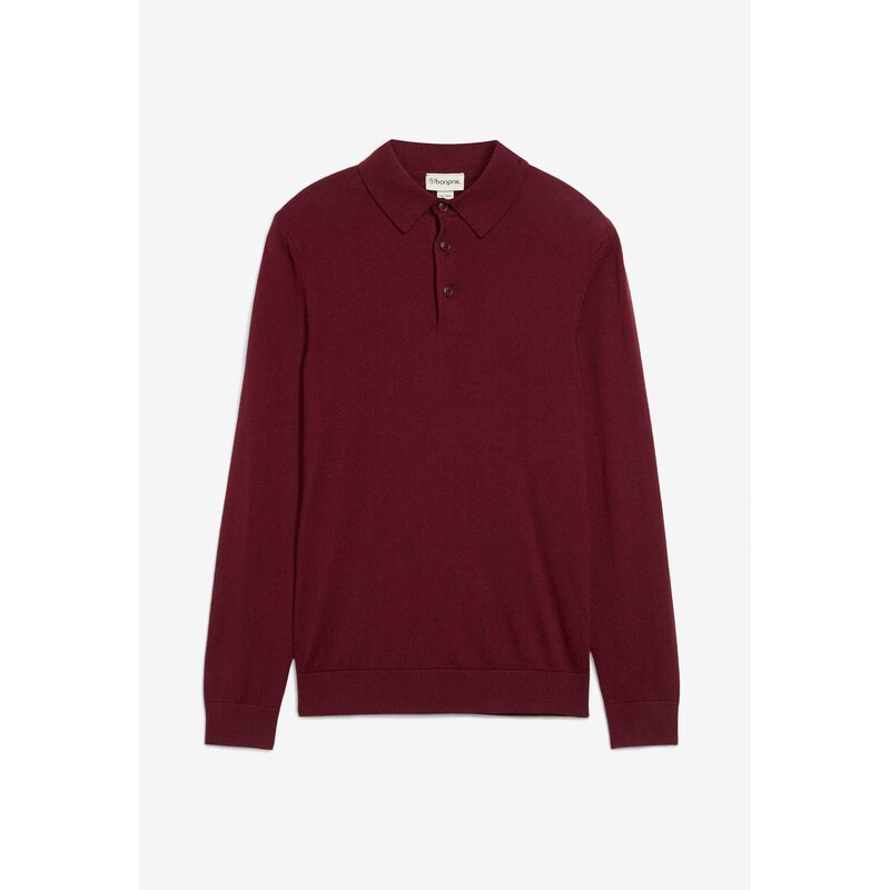 bonprix Jemne pletený polo pulóver s elegantnou merino vlnou, Slim Fit 66048450