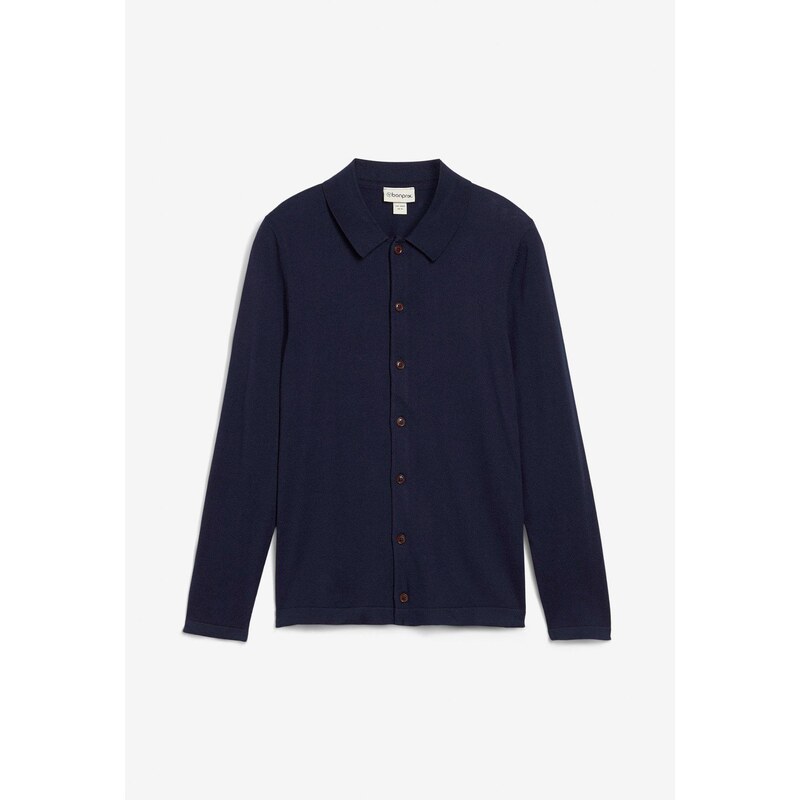 bonprix Jemne pletený sveter s merino vlnou, Slim Fit, farba modrá 66048452