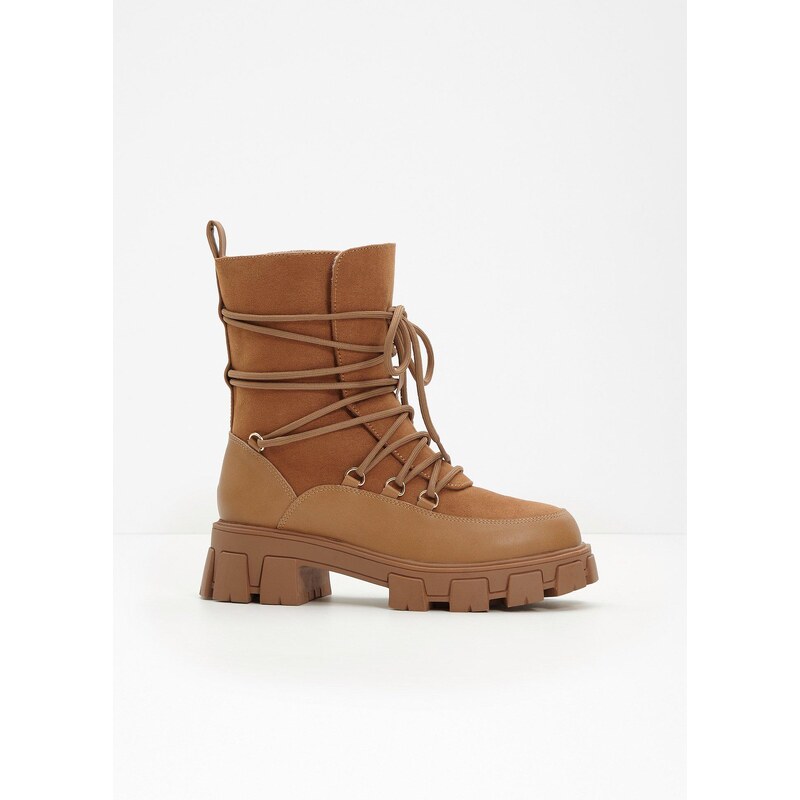 bonprix Šnurovacie čižmy, podšívané, farba hnedá 66048511