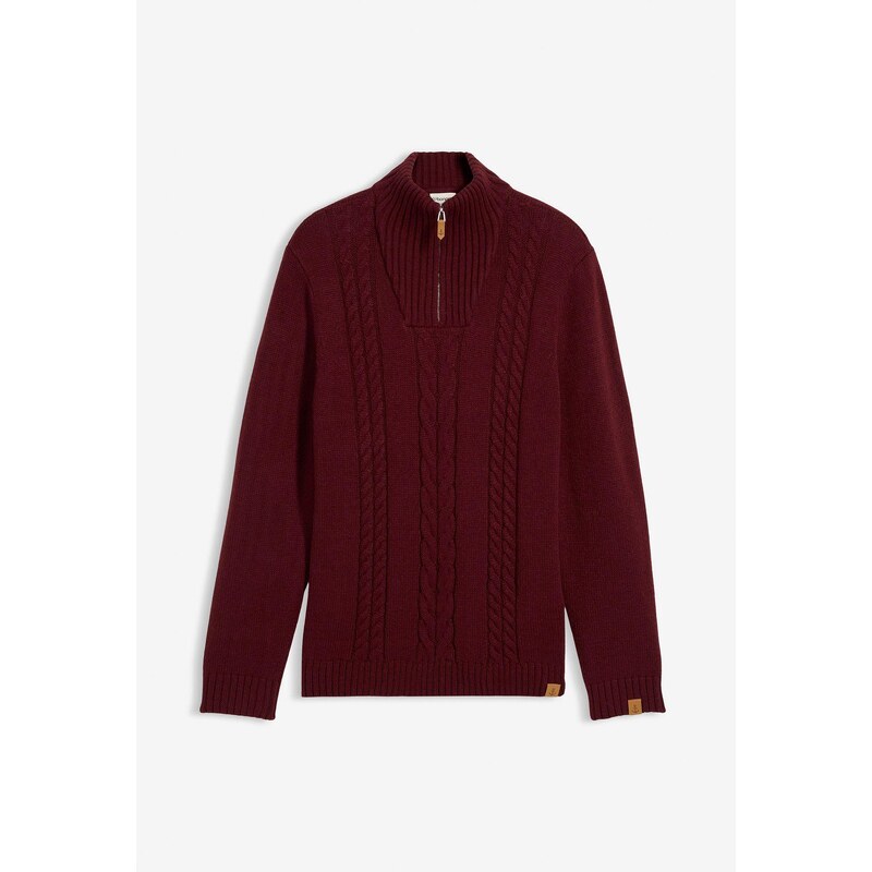 bonprix Hrubo pletený pulóver s osmičkovým vzorom, farba červená 66048537