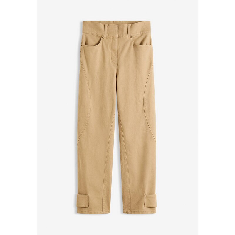 bonprix Twillové nohavice s vysokým pásom, farba béžová 66048583