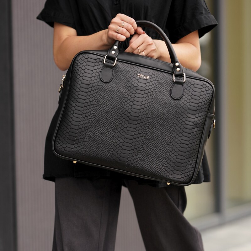 BASIC FELICE Čierna taška na notebook s hadím vzorom FL24 BLACK SNAKE 44602048