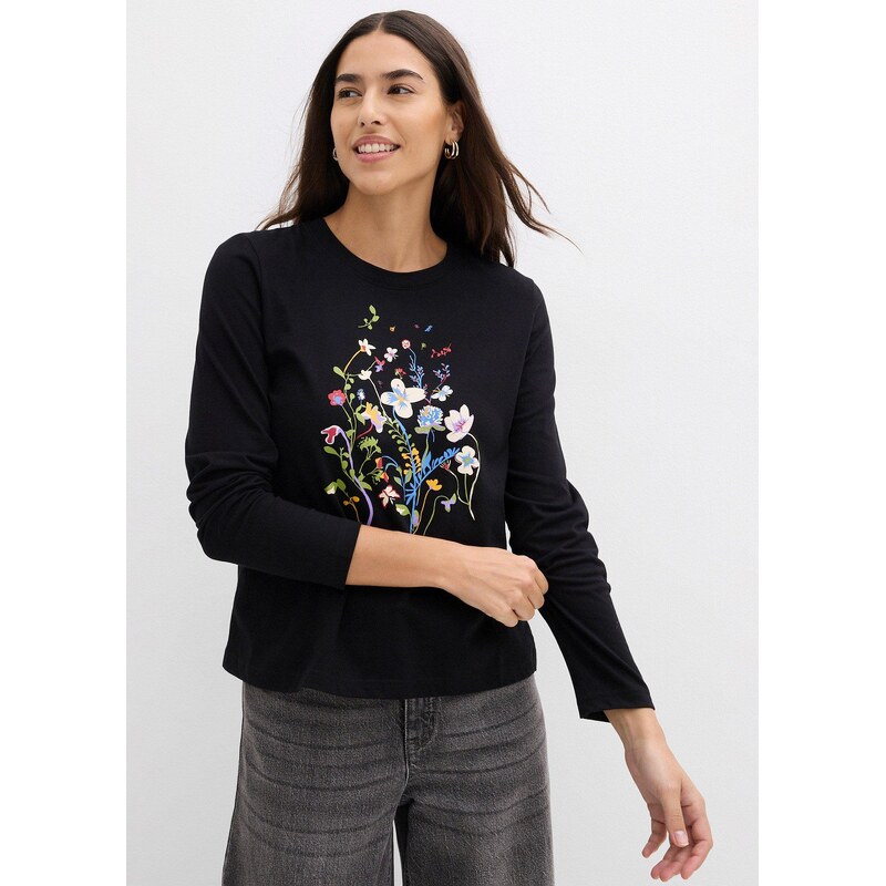 bonprix Tričko s dlhým rukávom, farba čierna 66048133