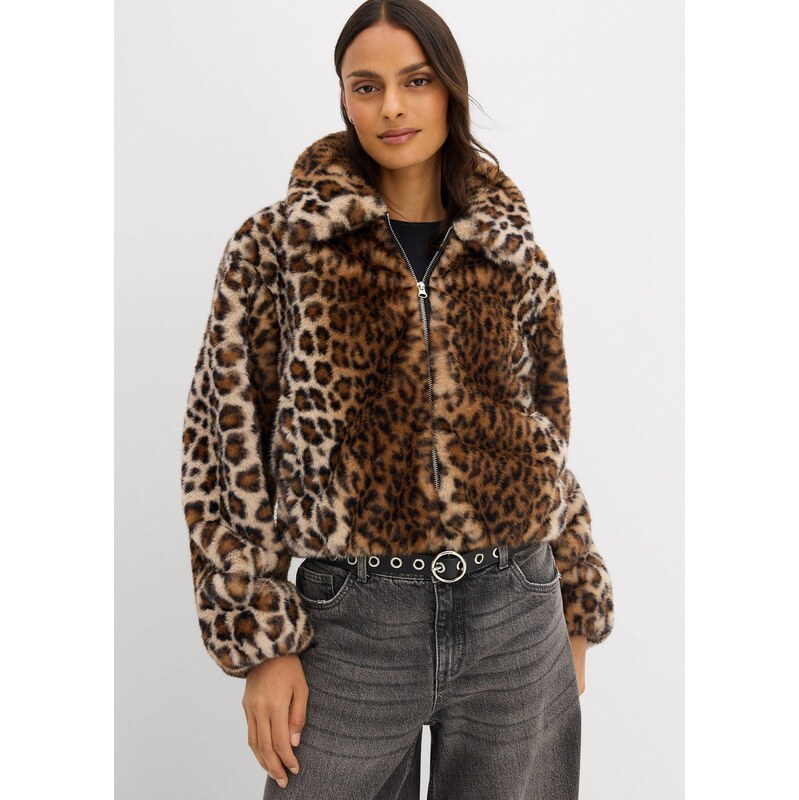 bonprix Bunda, imitácia kožušiny, oversize, farba béžová 66048147