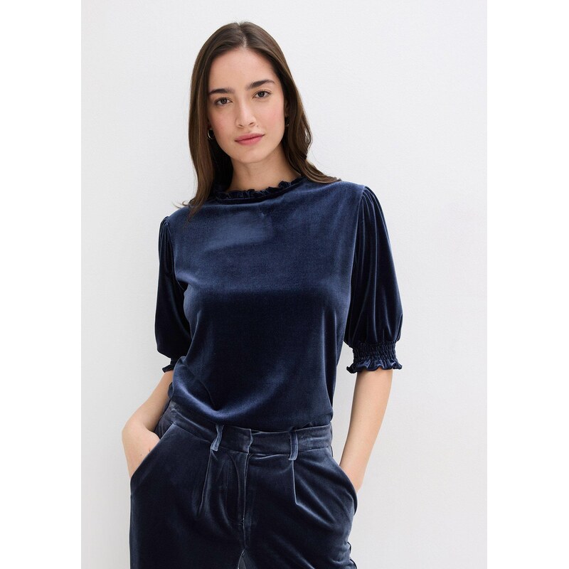bonprix Tričko z mäkkého zamatu, farba modrá 66048166