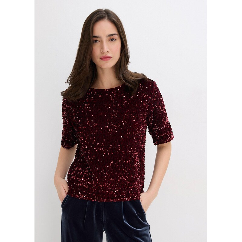 bonprix Flitrované tričko, farba červená 66048165