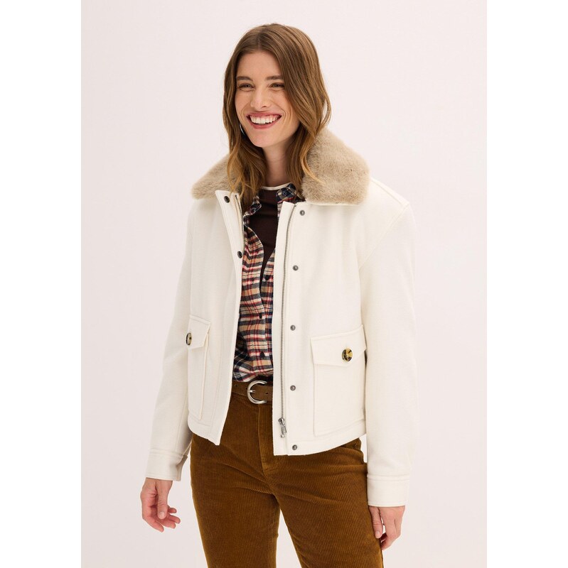 bonprix Zimná bunda vo vlnenom vzhľade, farba biela 66048170