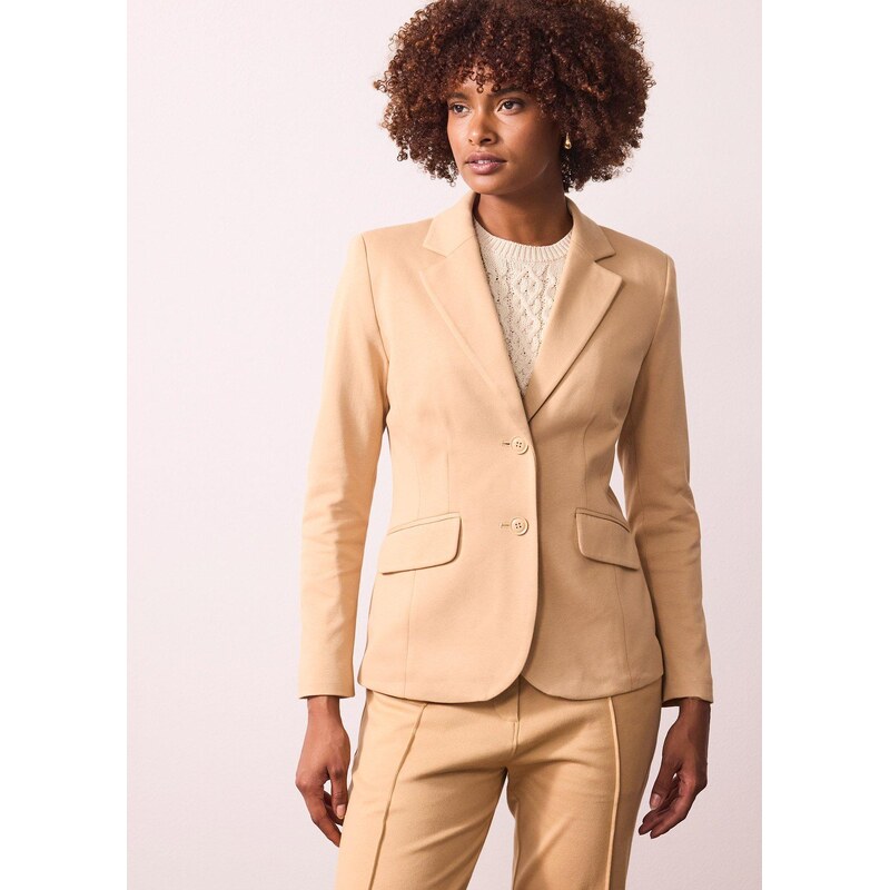 bonprix Bavlnený džersejový blejzer, farba béžová 66048216