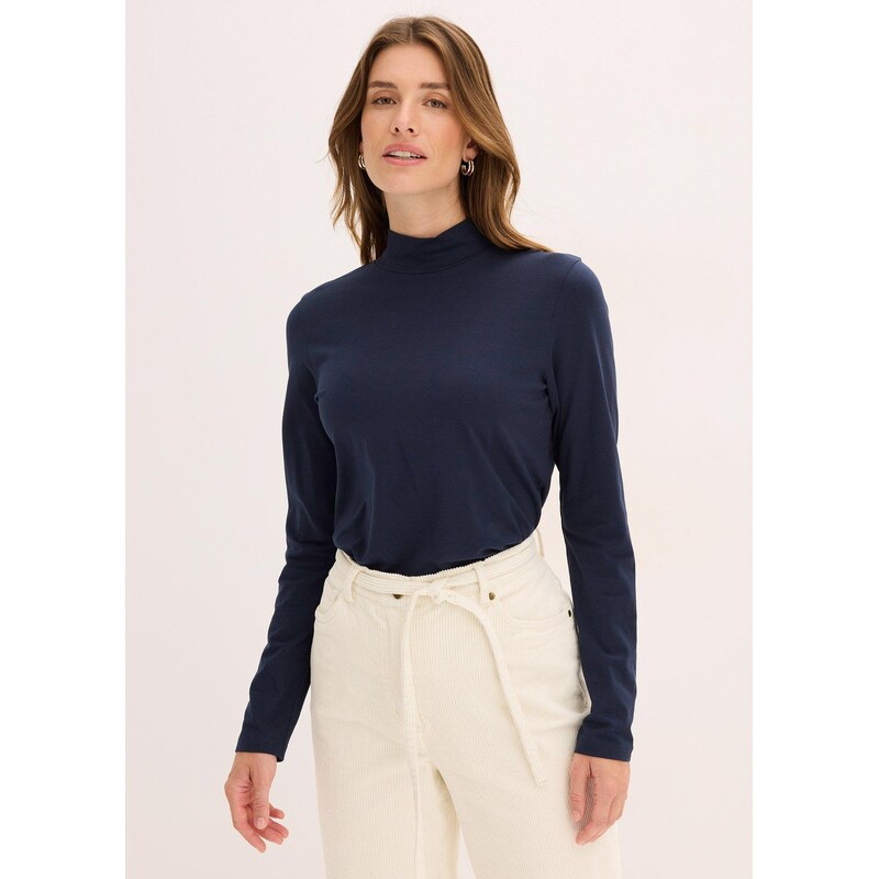 bonprix Tričko s dlhým rukávom, priliehavé, farba modrá 66035068