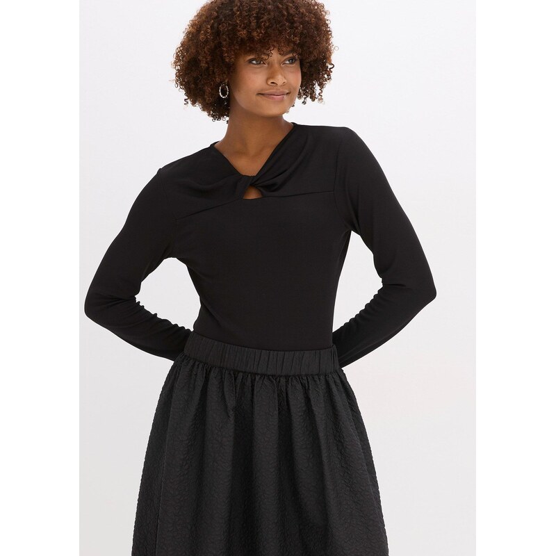 bonprix Vrúbkované tričko, farba čierna 66048304