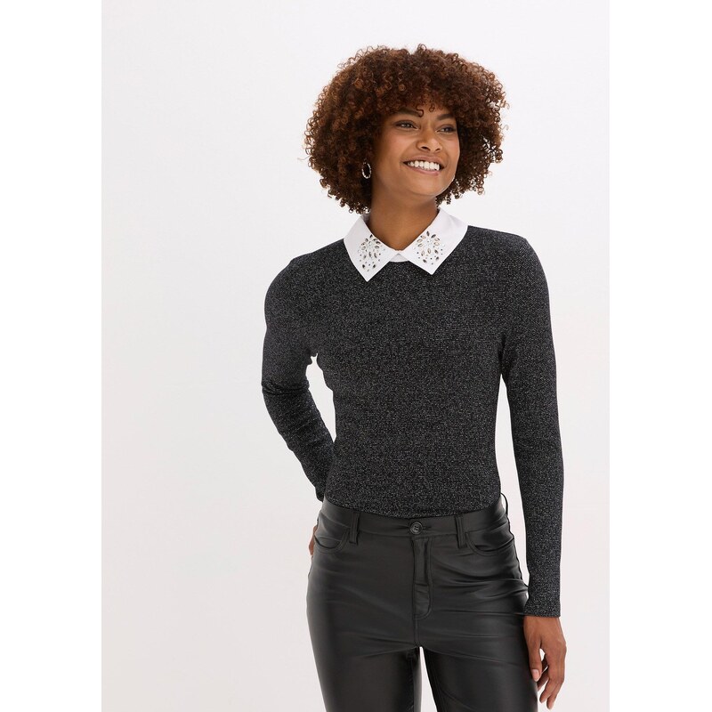 bonprix Tričko z bavlneného mixu, farba čierna 66048313