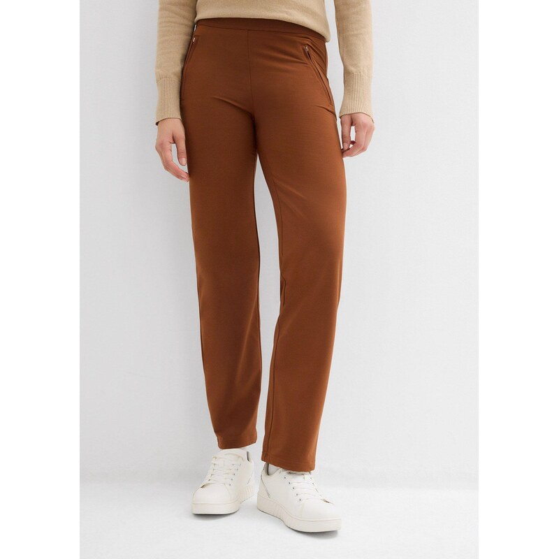bonprix Termo legíny s vreckami na zips, farba hnedá 66048405