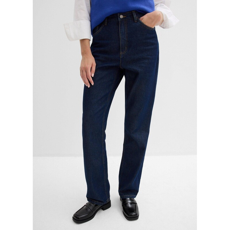 bonprix Straight-džínsy, High Waist, dlhé z čistej bio bavlny, farba 66048431