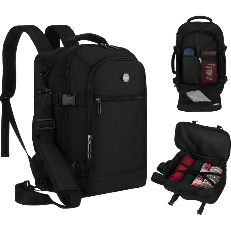 Čierny cestovný batoh do lietadla s funkciou príručnej batožiny – 66049341