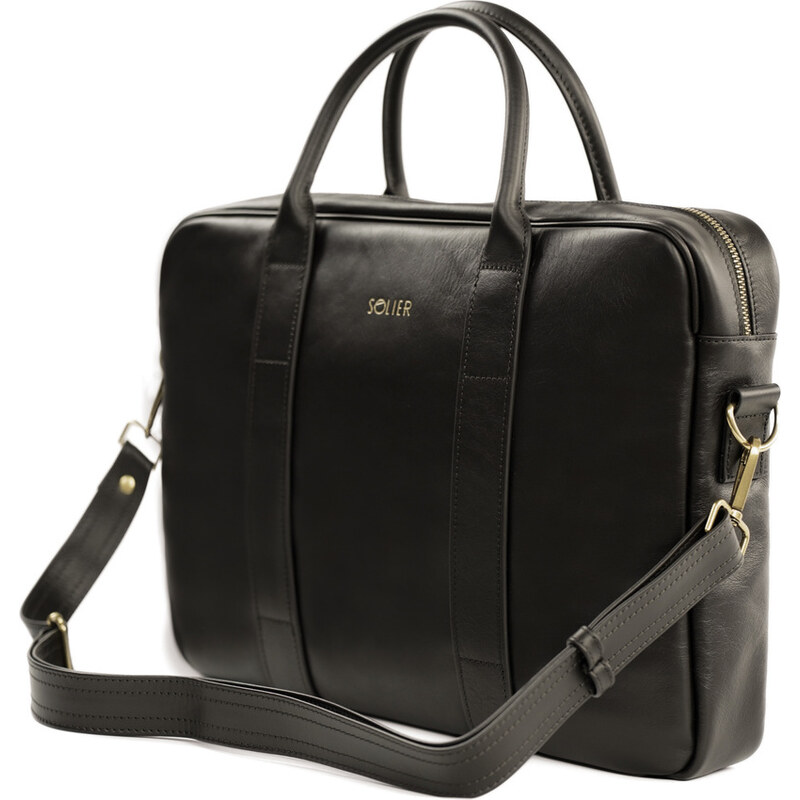 Pánska kožená hnedá taška SOLIER SL20 dark brown 784458