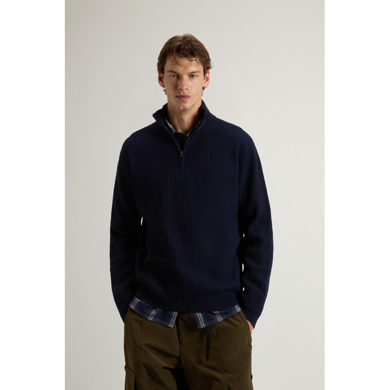 SVETER WOOLRICH WOOL CASH RIBBED HALF-ZIP 66050135