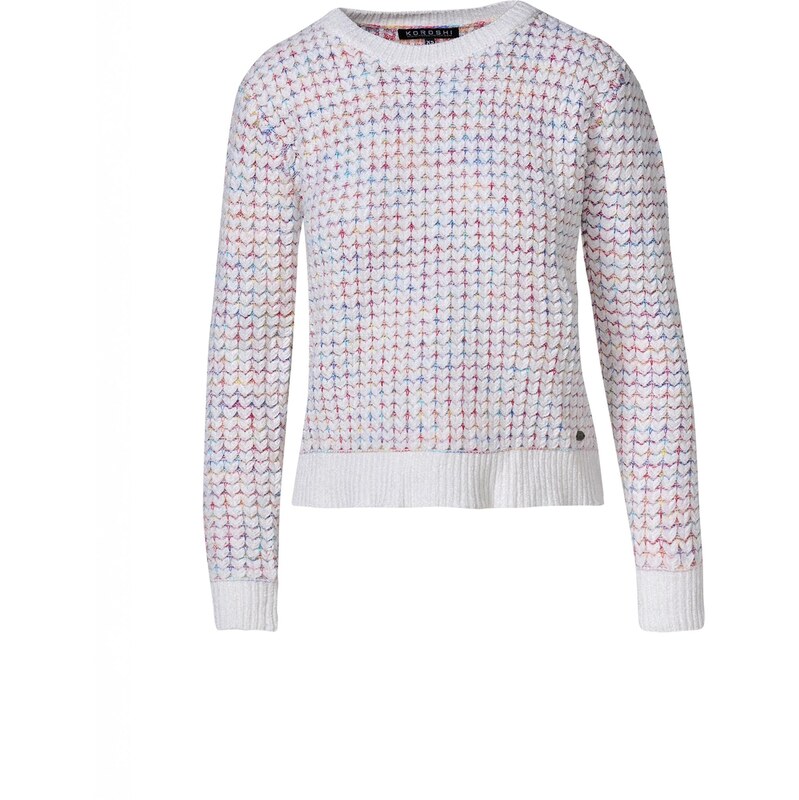 KOROSHI Sveter Chenille modrá / ružová / šedobiela 66052405