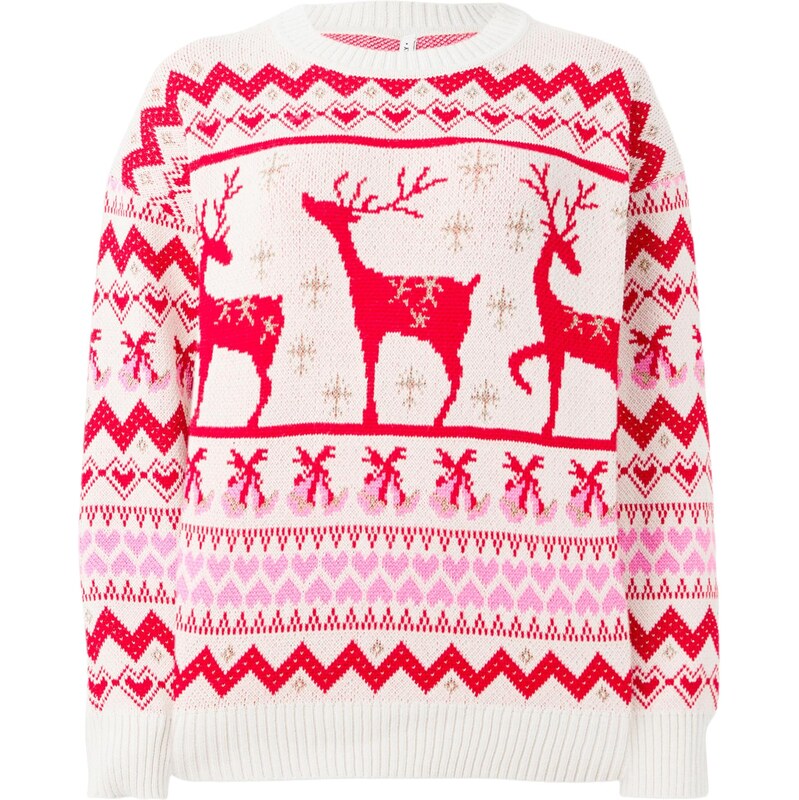 ONLY Sveter XMAS krémová / ružová / tmavočervená 66052450