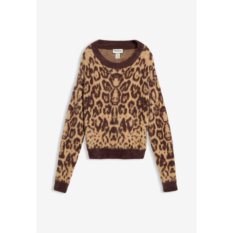 bonprix Hrubo pletený pulóver z mäkkého pierkového vlákna, farba 66050811