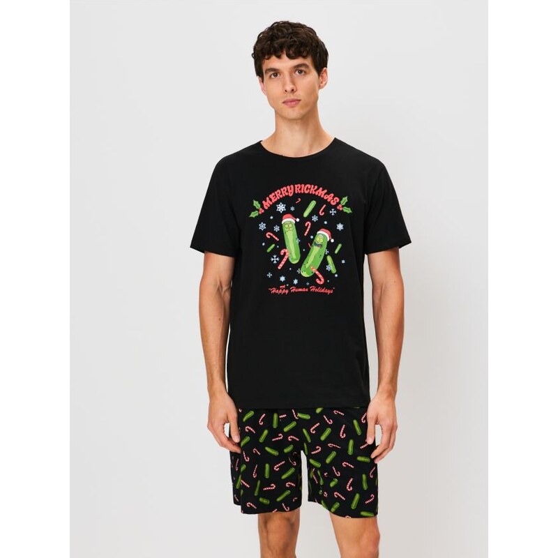 Sinsay - Bavlnená dvojdielna pyžama s potlačou Rick and Morty - čierna 66058946