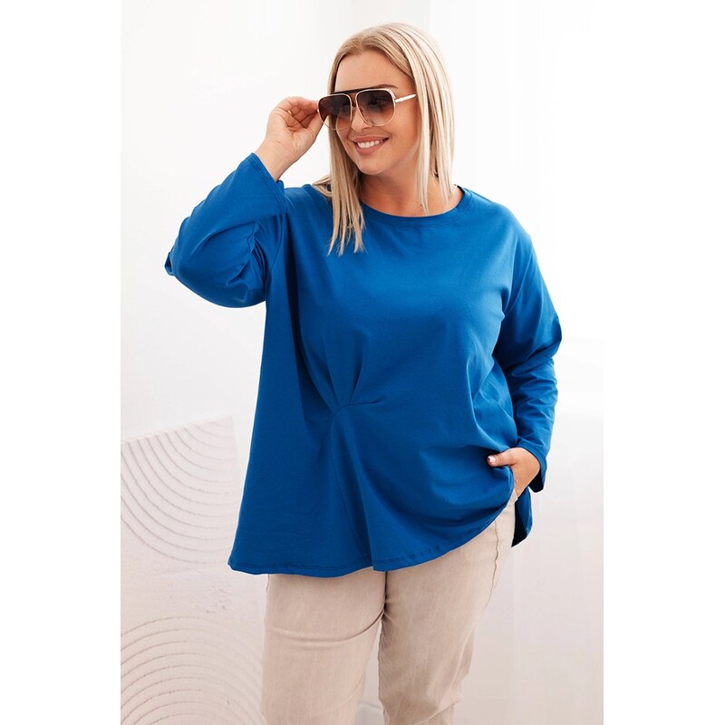 Kesi Dámska blúzka Plus Size s bavlnou, vreckom a vyhrnutým rukávom 66054687