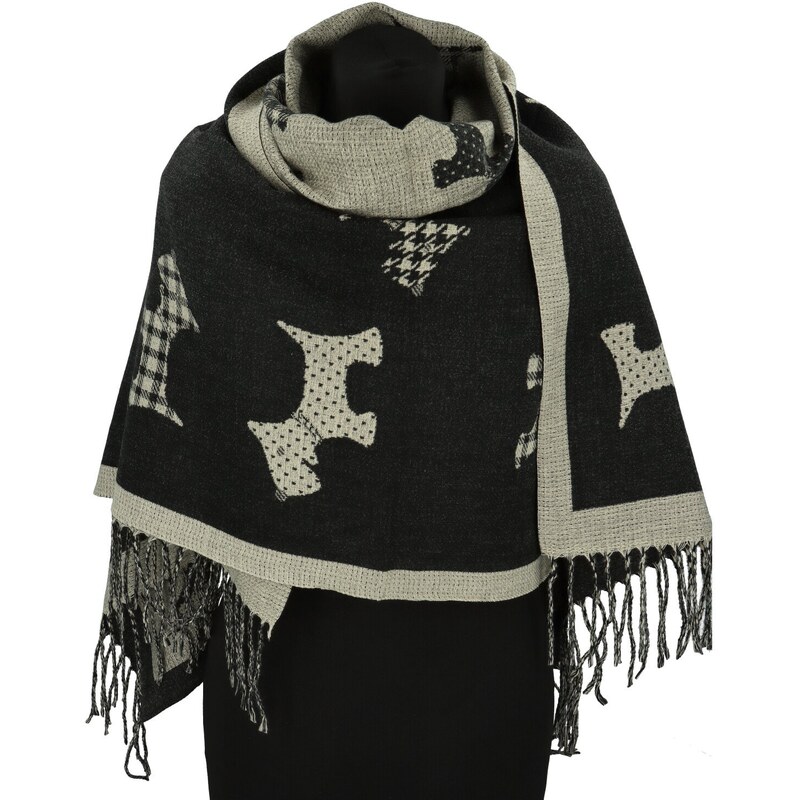 Firenze Trendy dámsky šál Berit Dog, čierna 67323544
