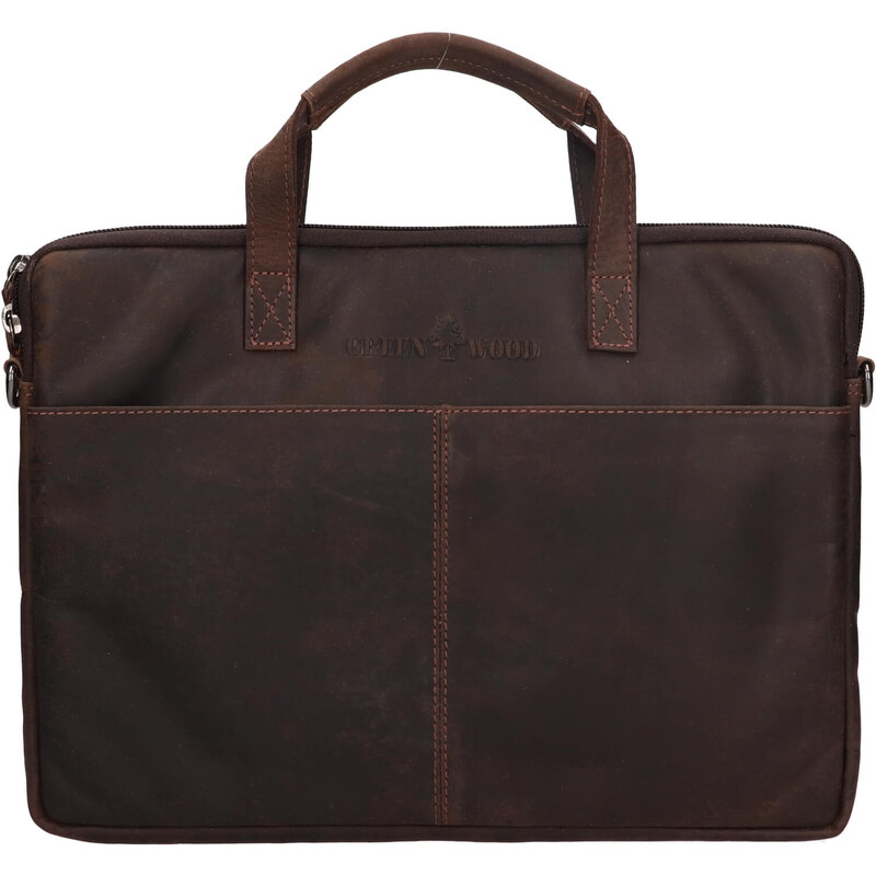 Pánska kožená taška na notebook Greenwood Egon - tmavo hnedá 66061870